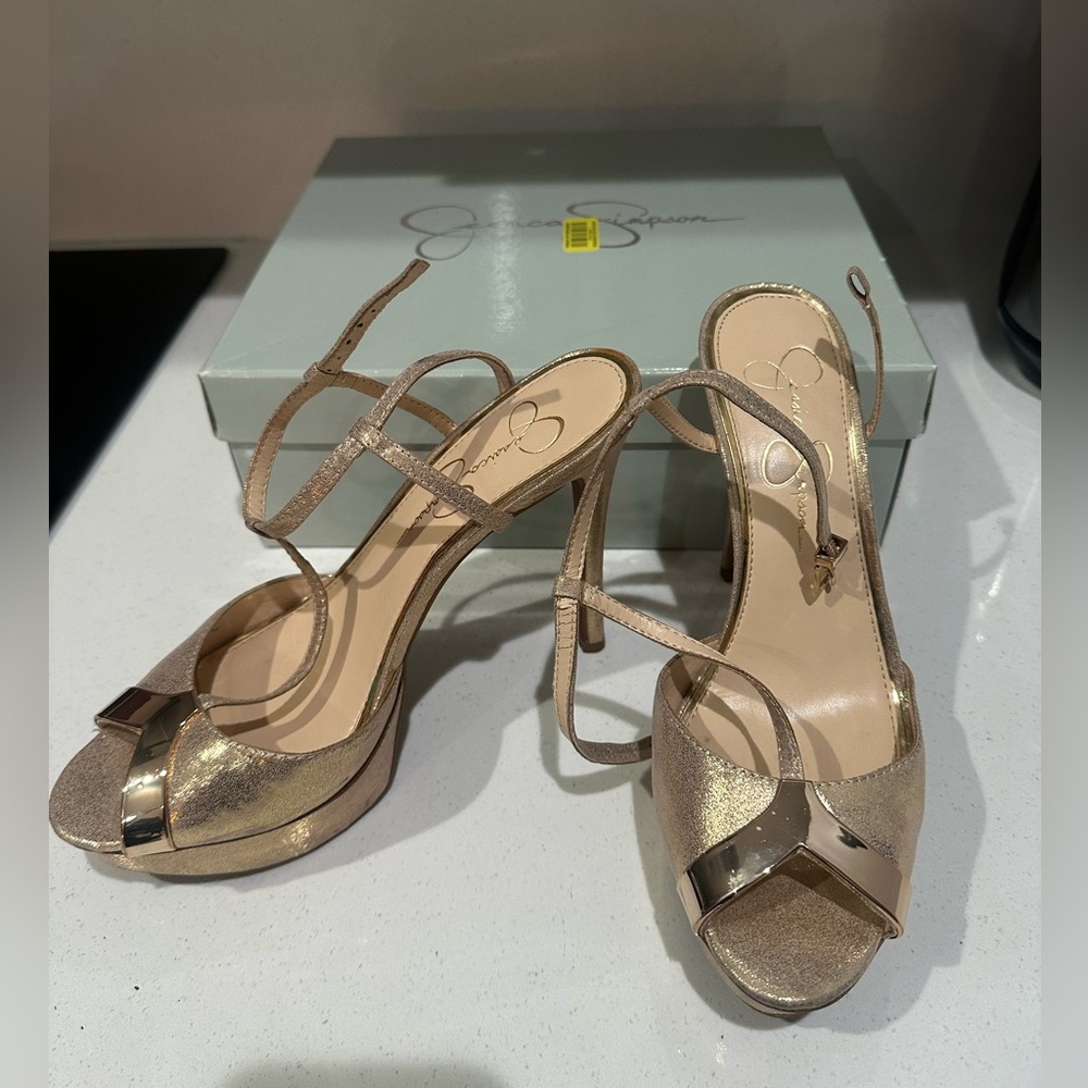Jessica Simpson Metallic Gold Heels